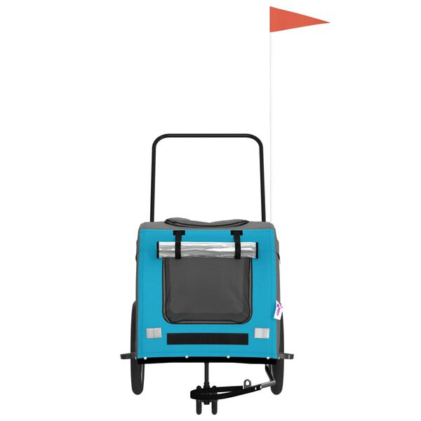 vidaXL Pet Bike Trailer Blue and Grey Oxford Fabric and Iron