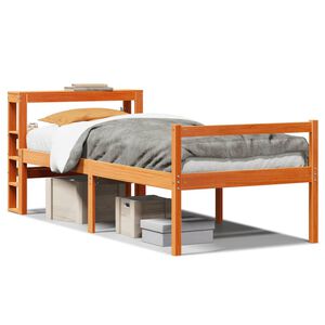 vidaXL Bed Frame with Headboard without Mattress Wax Brown 90x190 cm Single