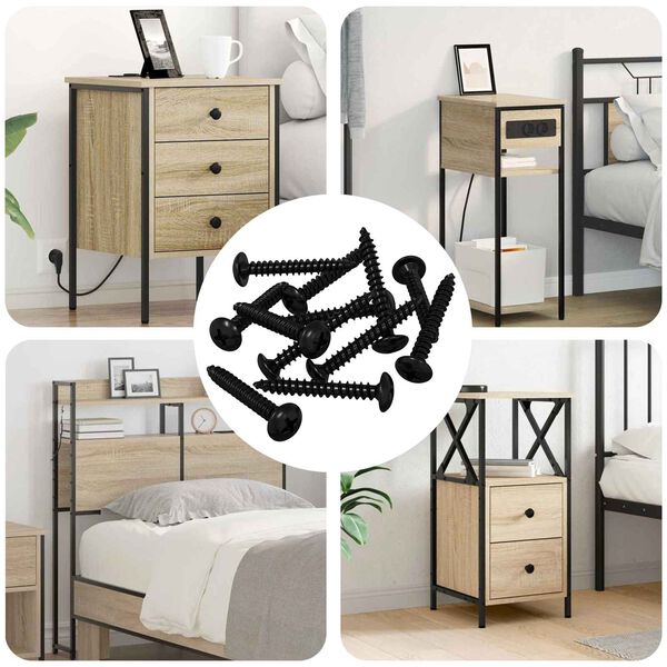 vidaXL Tapping Nail 12 pcs Black M4 x 28 mm Steel