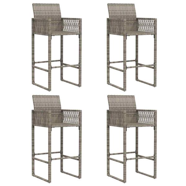 vidaXL 5 Piece Garden Bar Set without Cushions Grey Poly Rattan Acacia
