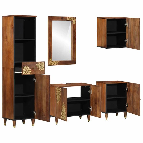 vidaXL Bathroom Cabinet Set 5 pcs Honey Brown Solid Mango Wood