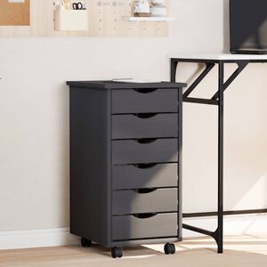 vidaXL Rolling Cabinet with Drawers "MOSS" Grey Solid Wood Pine