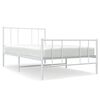 vidaXL Metal Bed Frame without Mattress with Footboard White 100x190cm