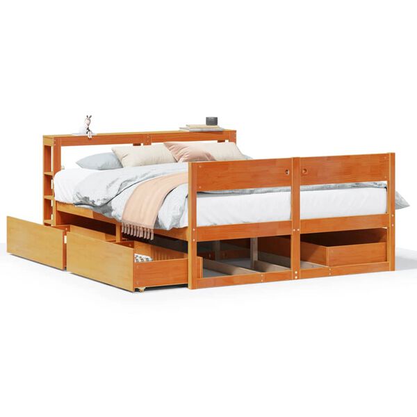 vidaXL Bed Frame without Mattress Wax Brown 120x200 cm Solid Wood Pine