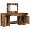 vidaXL Dressing Table with Mirror Lights 3 pcs Brown Engineered Wood