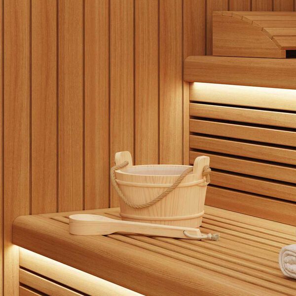 vidaXL Sauna Bucket 2 pcs Brown Solid Pine Wood and Hemp