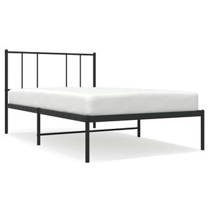 vidaXL Metal Bed Frame without Mattress with Headboard Black 100x190cm