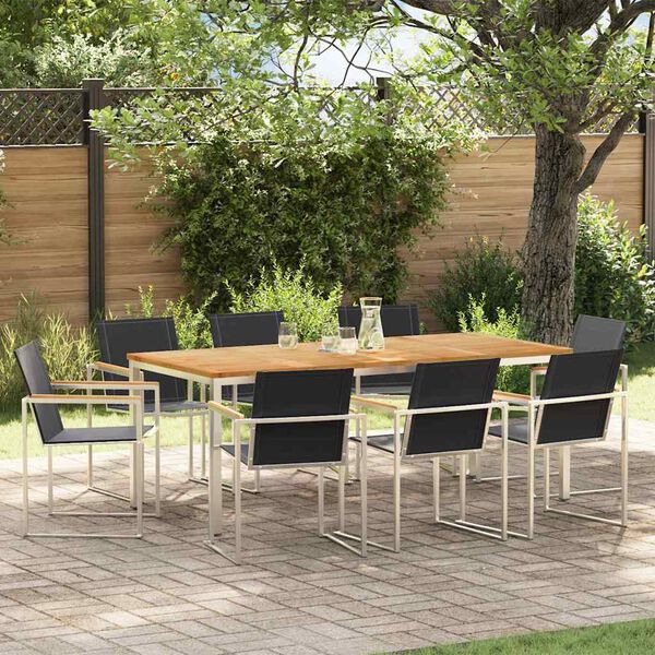 vidaXL Garden Dining Set 9 pcs Brown Solid Teak Wood