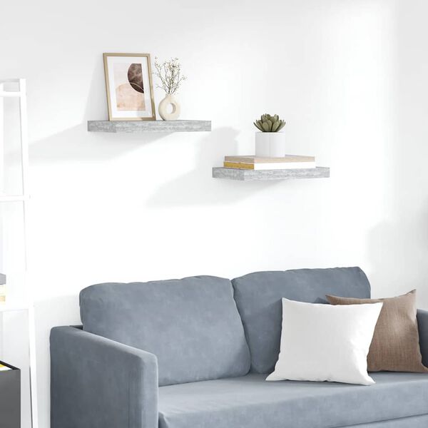 vidaXL Floating Wall Shelves 2 pcs Concrete Grey 40x23x3.8 cm MDF