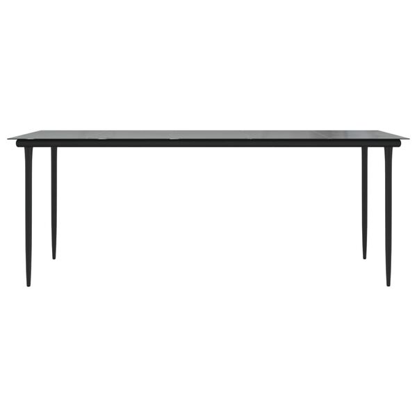 vidaXL Garden Dining Table Black 200x100x74cm Steel and Tempered Glass