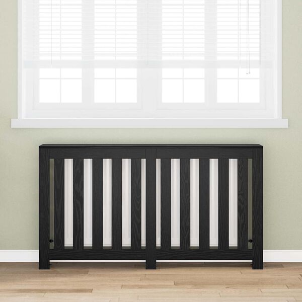 vidaXL Radiator Cover Black Oak 149 x 20 x 82 cm Engineered Wood