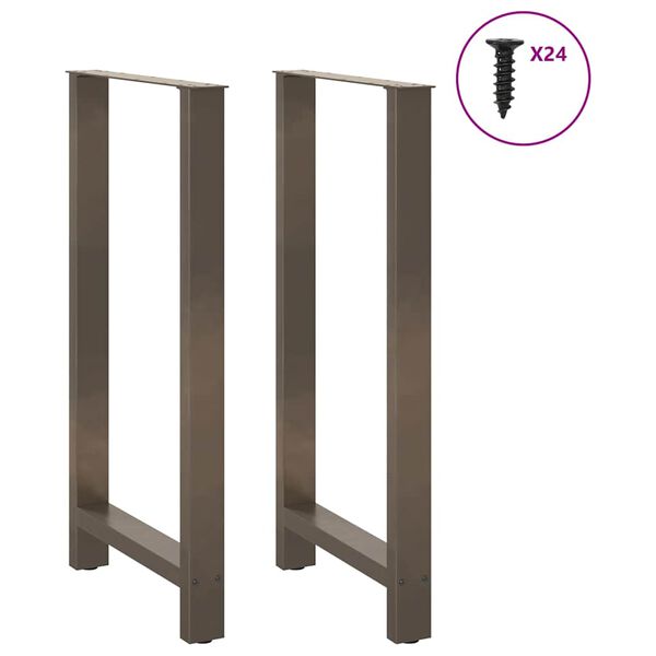 vidaXL Bar Table Legs Natural Steel 2 pcs 60x(110-111) cm Steel