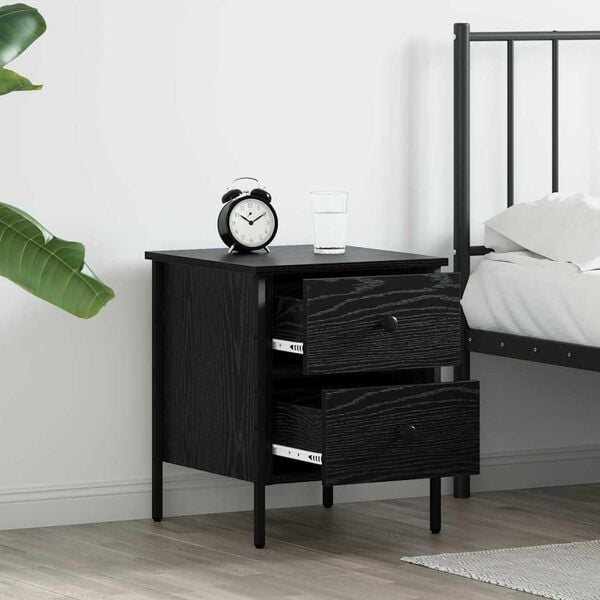 vidaXL Bedside Cabinet with Drawer Black oak 40 x 42 x 50 cm