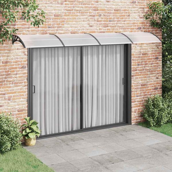 vidaXL Door Canopy Black and Transparent 400x75 cm Polycarbonate
