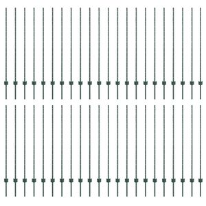 vidaXL Fence Post 44 pcs Green 180 cm Steel