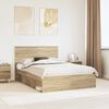vidaXL Bed Frame with Drawer Sonoma Oak 150 x 200 cm Solid Pine Wood