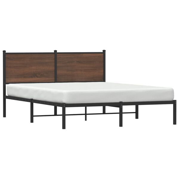 vidaXL Metal Bed Frame without Mattress Brown Oak 140x200 cm