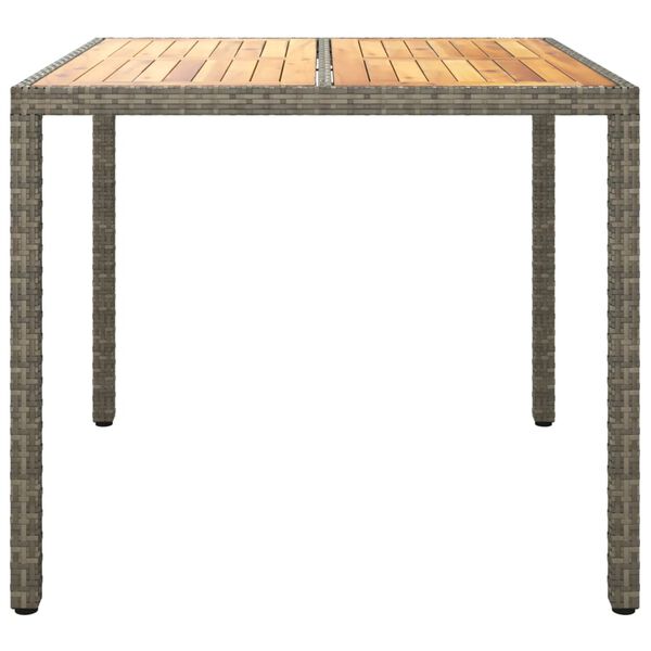 vidaXL Garden Table 90x90x75 cm Poly Rattan and Acacia Wood Grey