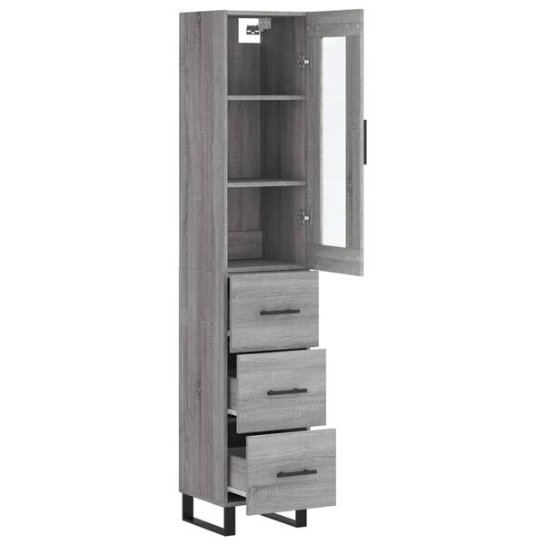vidaXL Highboard Grey Sonoma 34.5x34x180 cm Engineered Wood