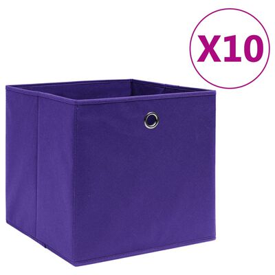 vidaXL Storage Boxes 10 pcs Non-woven Fabric 28x28x28 cm Purple