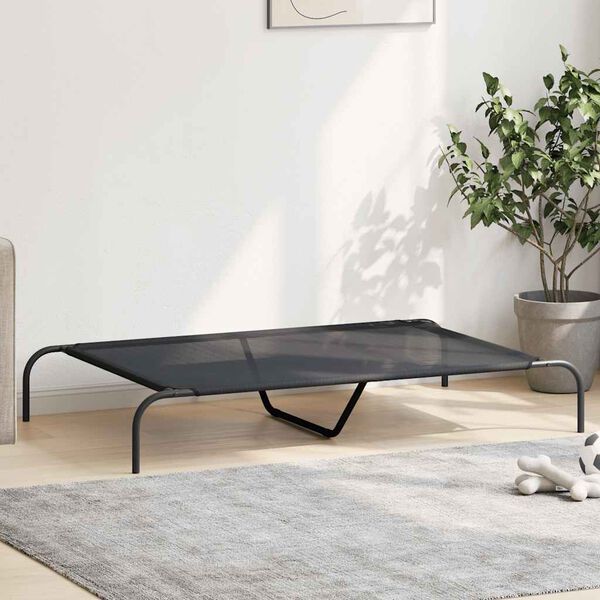 vidaXL Elevated Dog Bed Black 130x80x20 cm Textilene and Steel