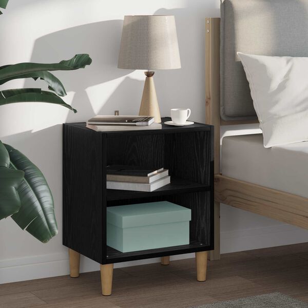 vidaXL Bed Cabinet Black Oak 40 x 30 x 50 cm Engineered Wood