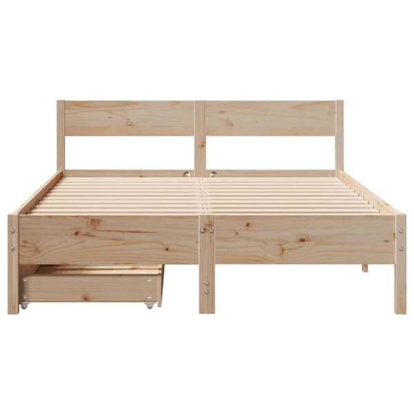 vidaXL Bed Frame without Mattress 135x190 cm Double Solid Wood Pine