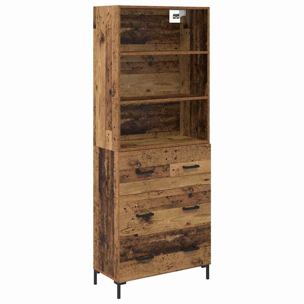 vidaXL Highboard Old Wood 69.5 x 34 x 180 cm Engineered Wood