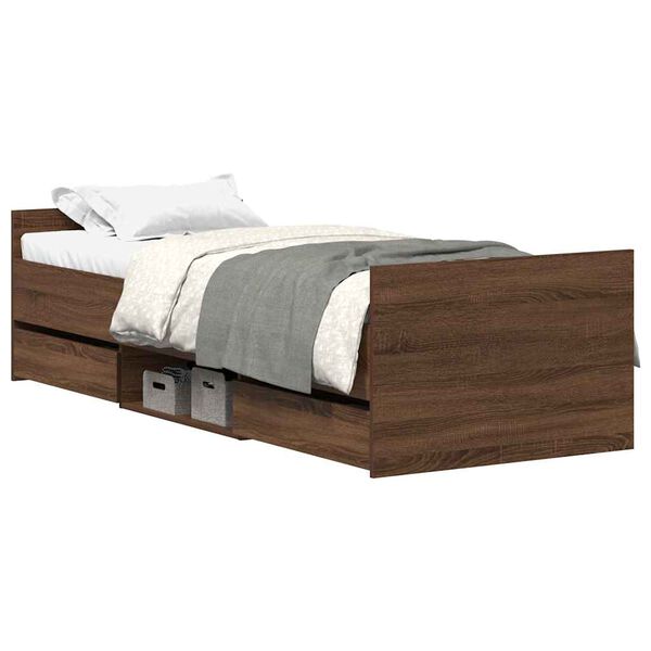 vidaXL Bed Frame without Mattress Brown Oak 90x190 cm Single