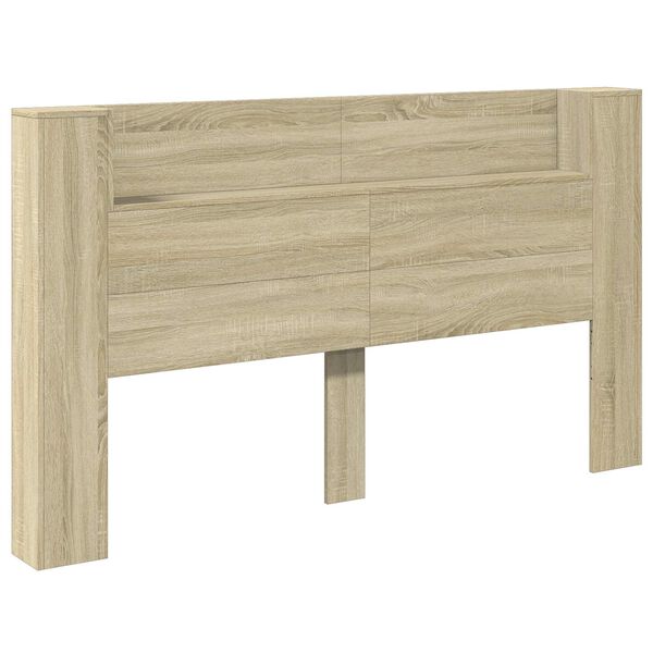 vidaXL Headboard Cabinet with LED Sonoma 180 x 16.5 x 103.5 cm