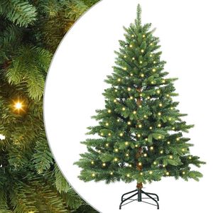 vidaXL Artificial Christmas Tree with 150 LEDs Green 150 cm PE and PVC