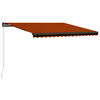 vidaXL Manual Awning 4.5 x 3 m Orange and Brown Horizontal Stripe