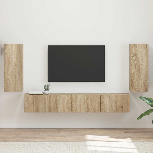 vidaXL TV Cabinet Set 4 pcs Sonoma Oak Engineered Wood