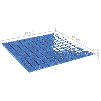 vidaXL Mosaic Tiles 11 pcs Blue 30x30 cm Glass
