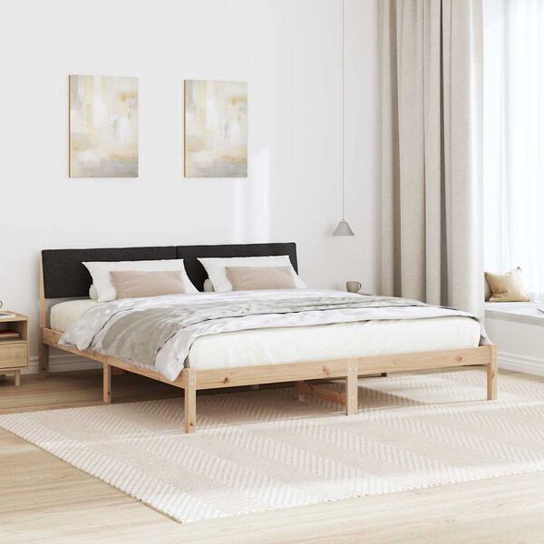 vidaXL Bed frame Brown and black 180 x 200 cm Solid pine wood