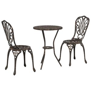 vidaXL Garden Bistro Set 3 pcs Bronze Aluminium