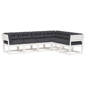 vidaXL 6 Piece Garden Sofa Set with Cushions White Solid Wood Pine