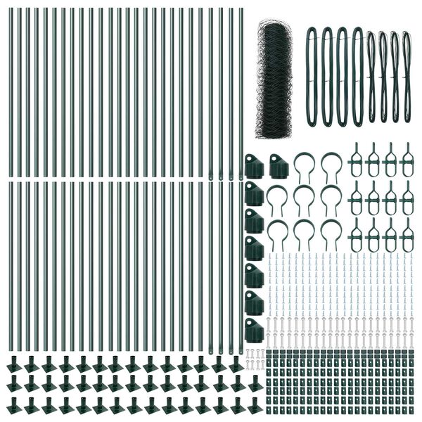 vidaXL Fence Post Green 100 x 0.4 m (36 mm mesh) Steel and PVC