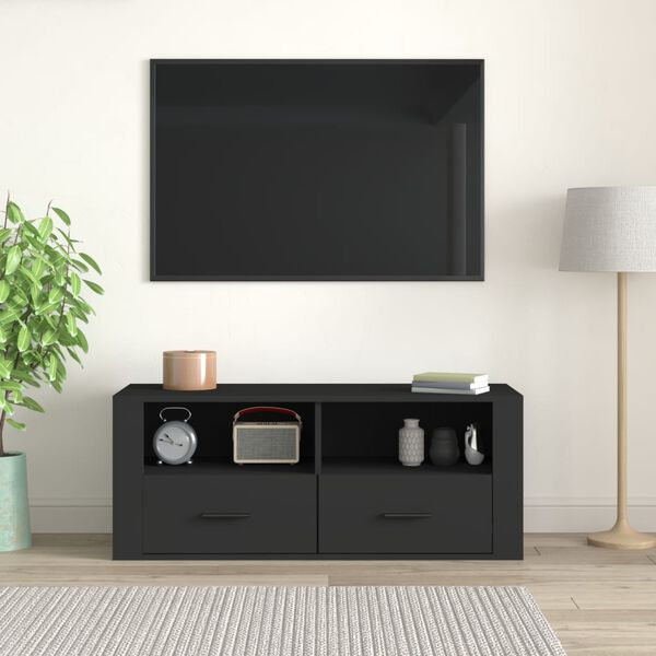 vidaXL TV Cabinet Black 100x35x40 cm Engineered Wood