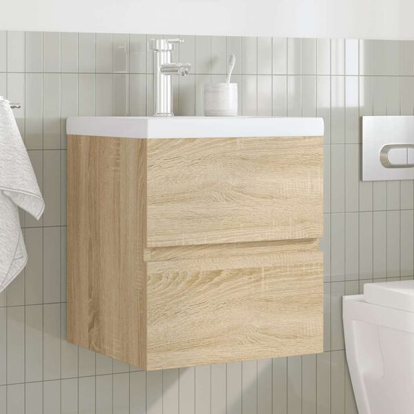 vidaXL 2 Piece Bathroom Furniture Set Sonoma Oak Engineered Wood
