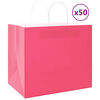 vidaXL Paper Bags 50 pcs with Handles Pink 32x22x28 cm