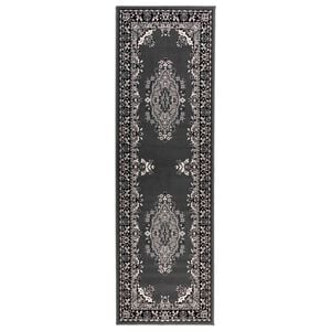 vidaXL Runner Rug FLORNES Woven Grey Pattern 67 x 150 cm PP 7 mm