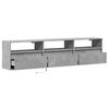 vidaXL TV Wall Cabinet with LED Concrete Grey 180x31x45 cm