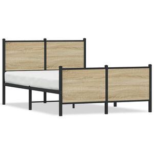 vidaXL Metal Bed Frame without Mattress Sonoma Oak 120x200 cm