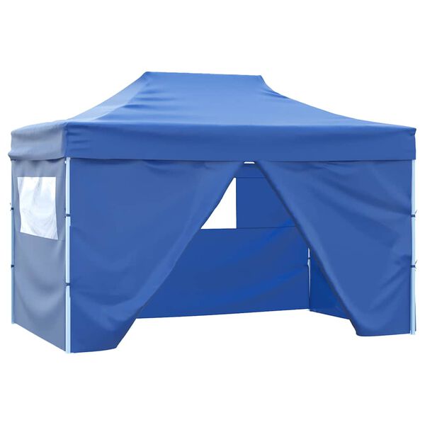 vidaXL Professional Folding Party Tent with 4 Sidewalls 3x4 m Steel Blue