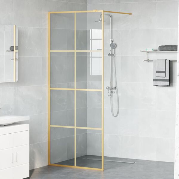 vidaXL Walk-in Shower Wall Gold 80 x 195 cm Tempered Glass