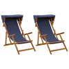 vidaXL Deck Chair 2 pcs 3 Position Solid Eucalyptus Wood Blue