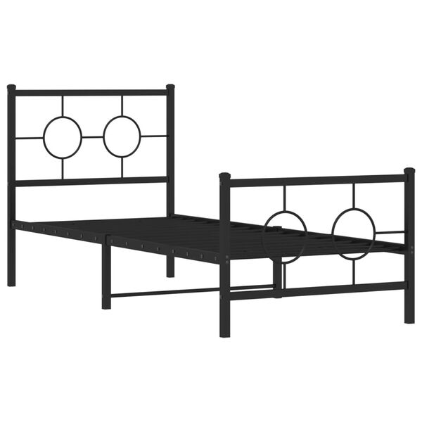 vidaXL Metal Bed Frame without Mattress with Footboard Black 80x200cm