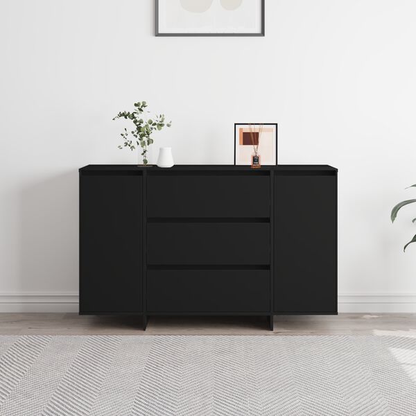 vidaXL Sideboard with Drawer Black 120 x 41 x 75 cm Engineered Wood