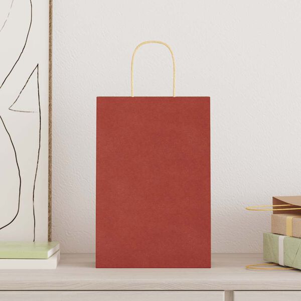 vidaXL Paper Bags 50 pcs with Handles Red 21x11x31 cm